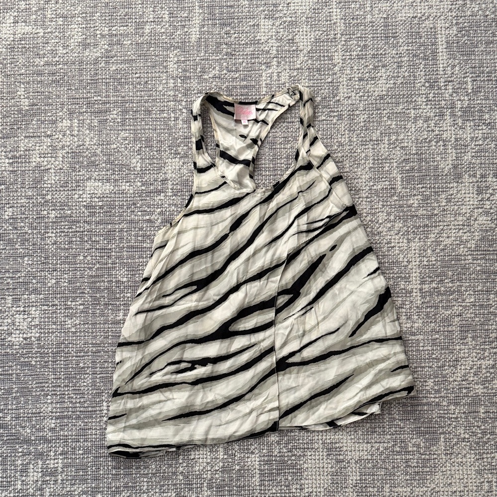 Parker Black and White Zebra Print Tank Top